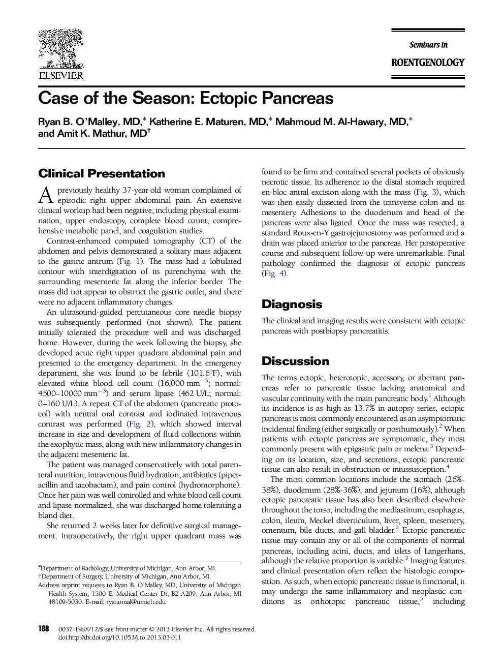 Case of the Season: Ectopic Pancreas