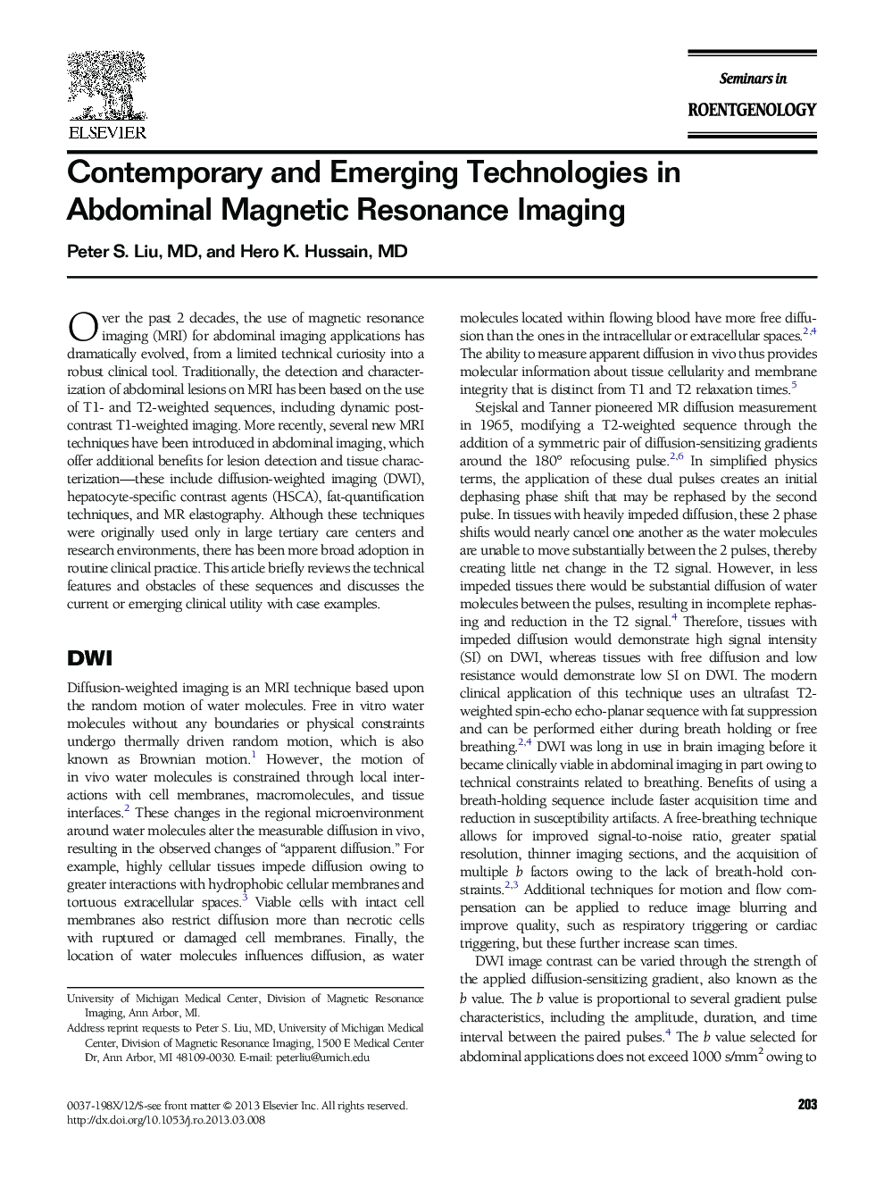 Contemporary and Emerging Technologies in Abdominal Magnetic Resonance Imaging