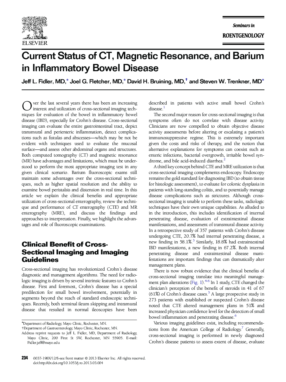 Current Status of CT, Magnetic Resonance, and Barium in Inflammatory Bowel Disease