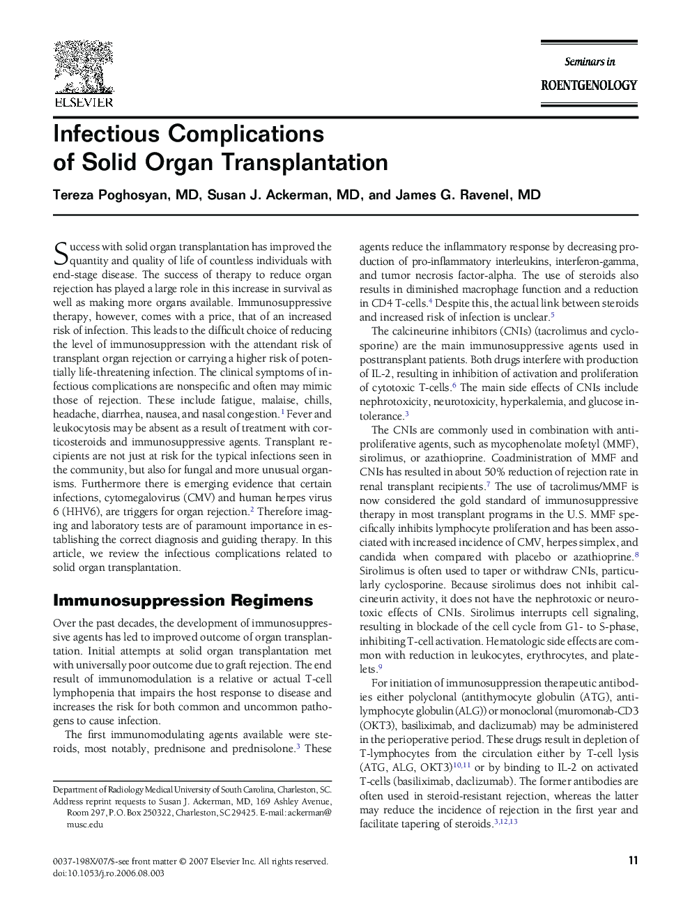 Infectious Complications of Solid Organ Transplantation