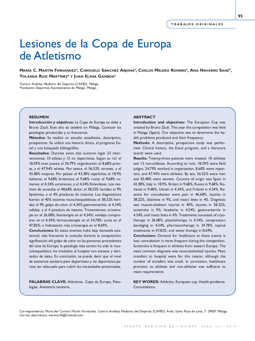 Lesiones de la Copa de Europa de Atletismo