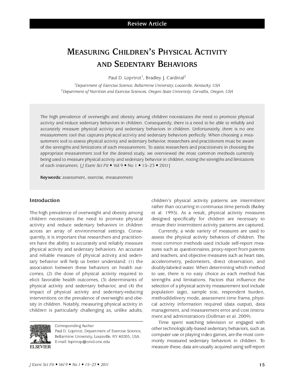 Measuring Children's Physical Activity and Sedentary Behaviors