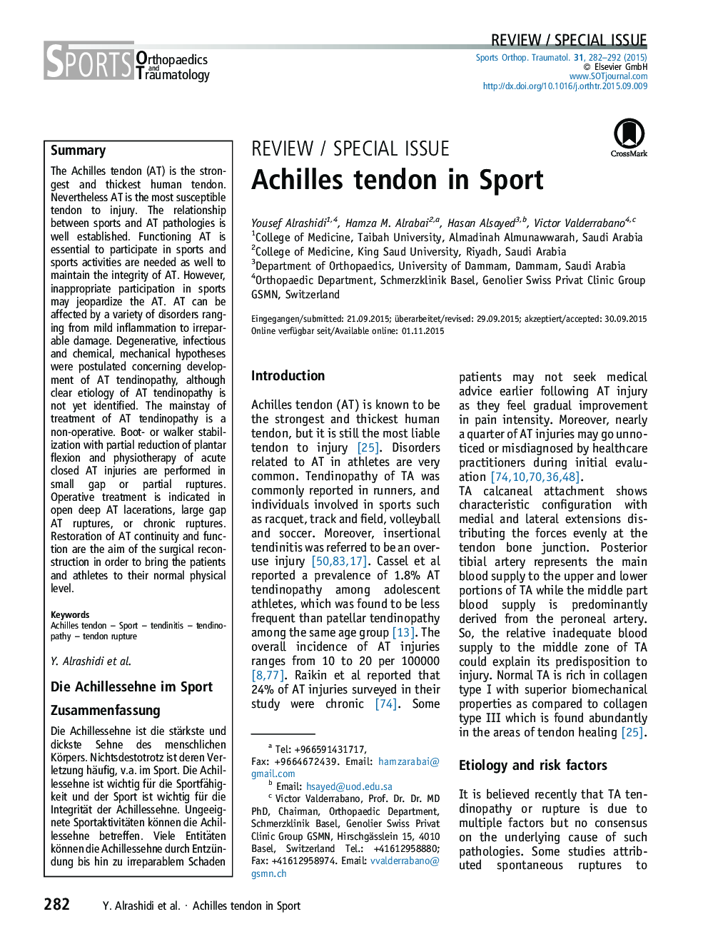 Achilles tendon in Sport