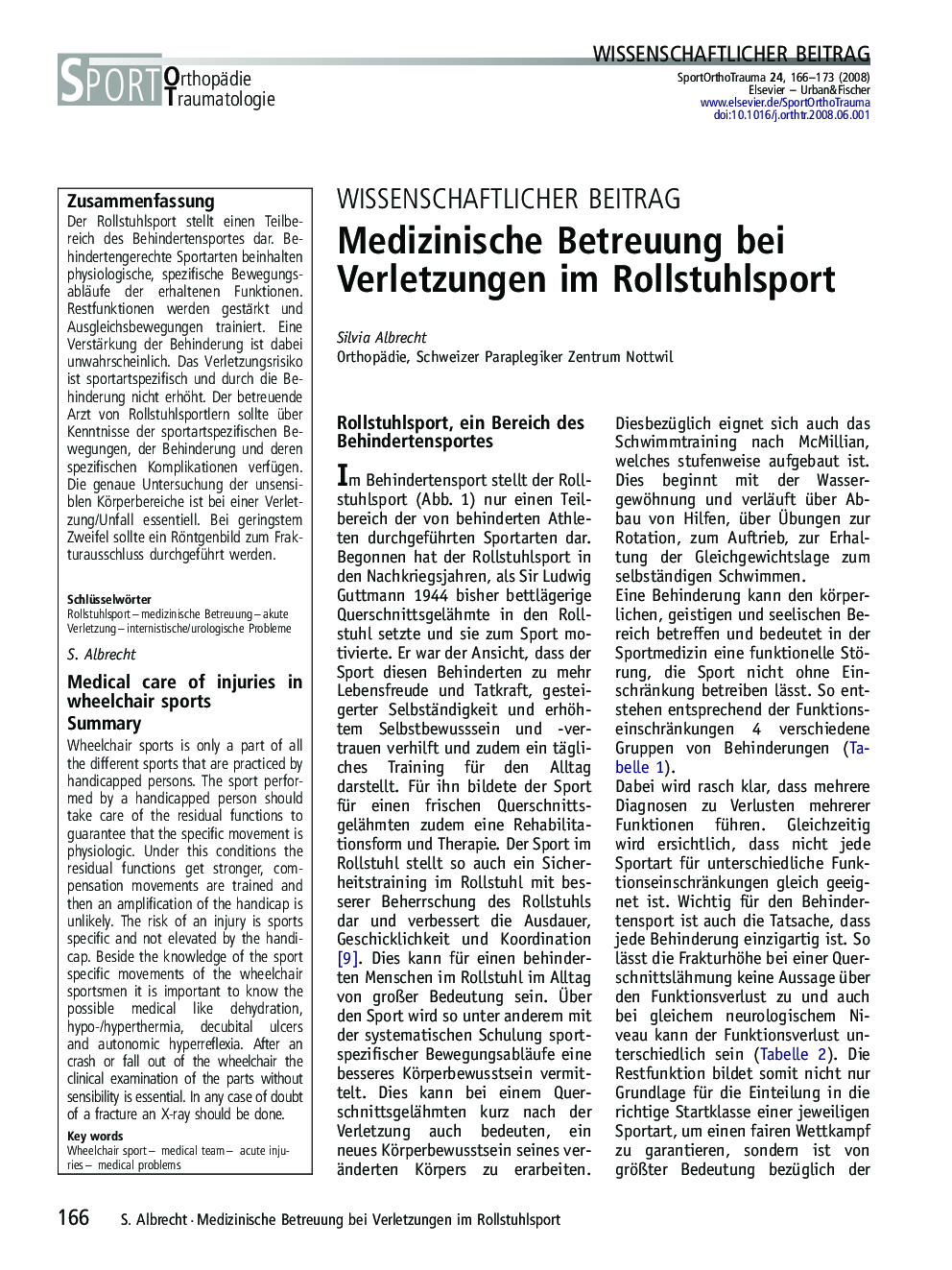 Medizinische Betreuung bei Verletzungen im Rollstuhlsport