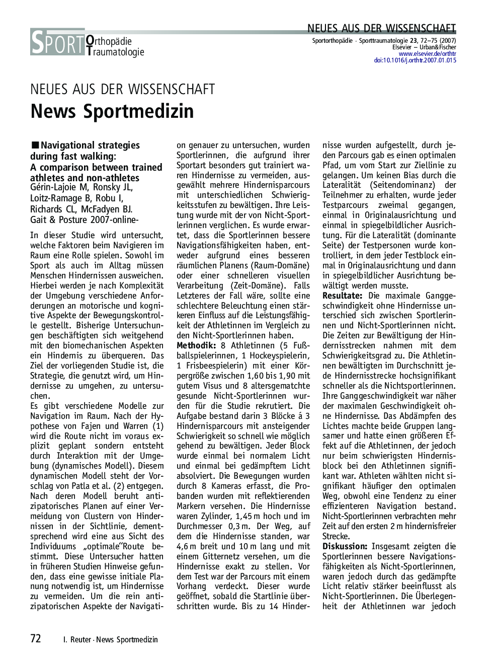 News Sportmedizin