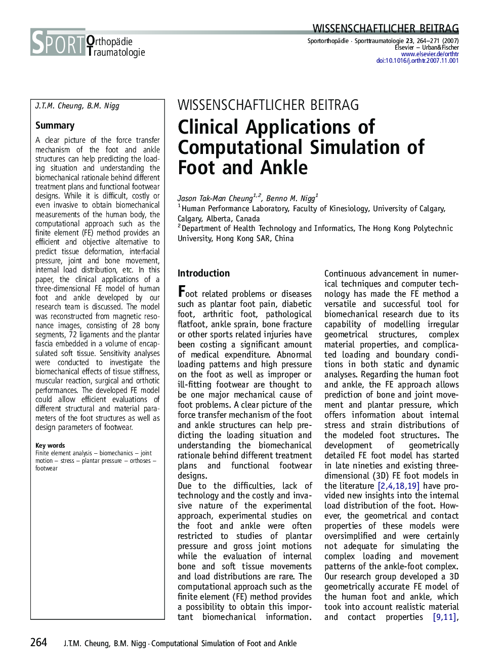 Clinical Applications of Computational Simulation of Foot and Ankle