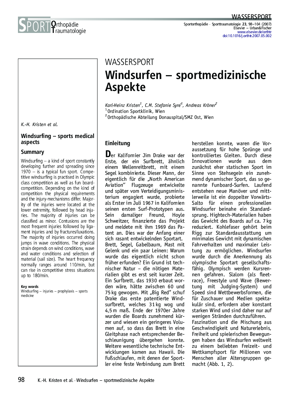 Windsurfen – sportmedizinische Aspekte