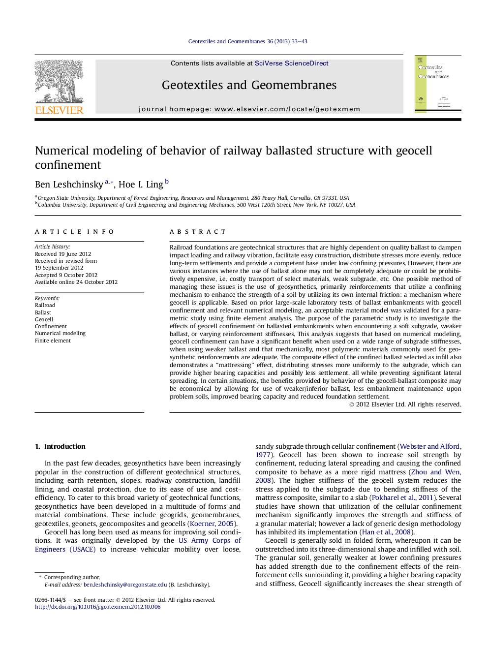 Numerical modeling of behavior of railway ballasted structure with geocell confinement