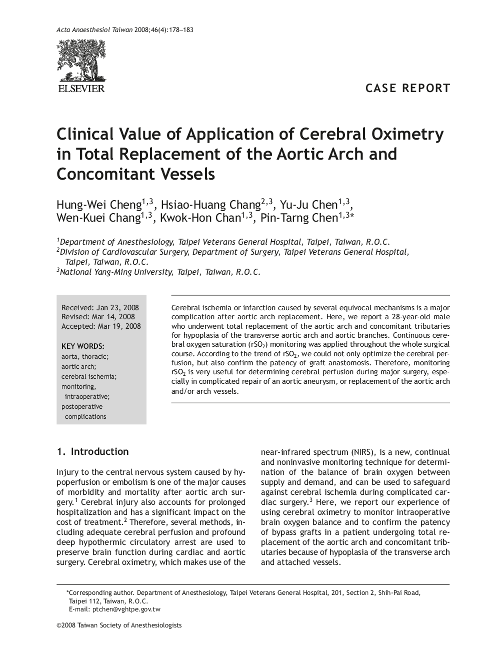 Clinical Value of Application of Cerebral Oximetry in Total Replacement of the Aortic Arch and Concomitant Vessels