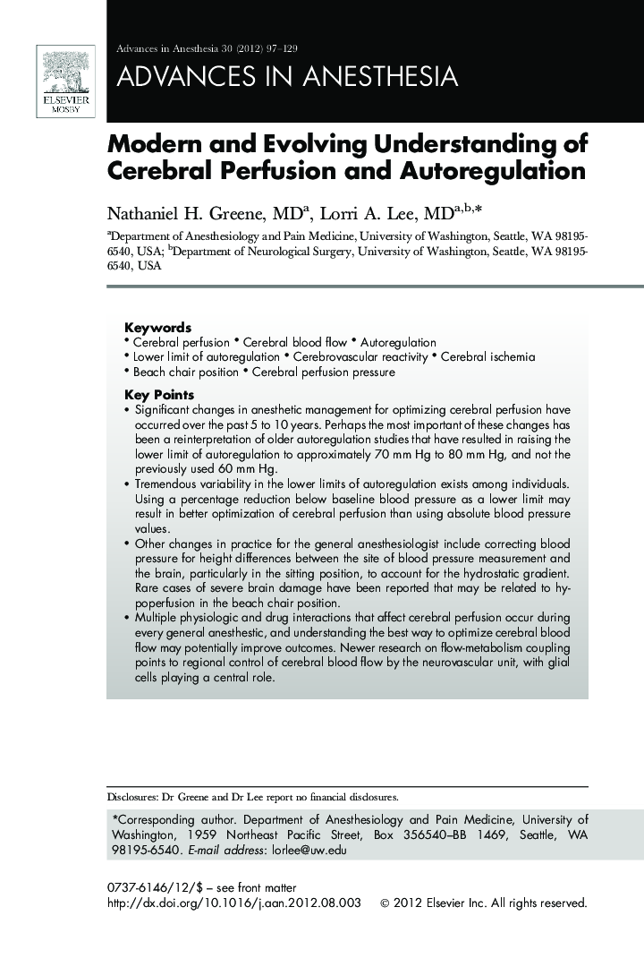 Modern and Evolving Understanding of Cerebral Perfusion and Autoregulation