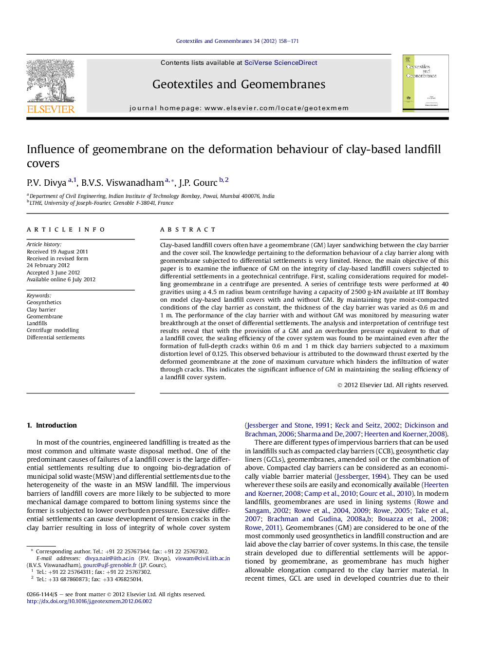 Influence of geomembrane on the deformation behaviour of clay-based landfill covers