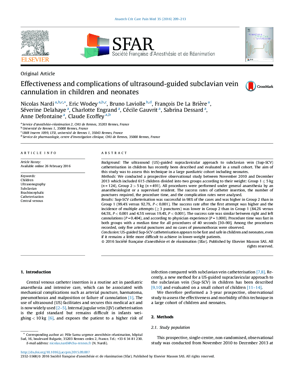 Effectiveness and complications of ultrasound-guided subclavian vein cannulation in children and neonates