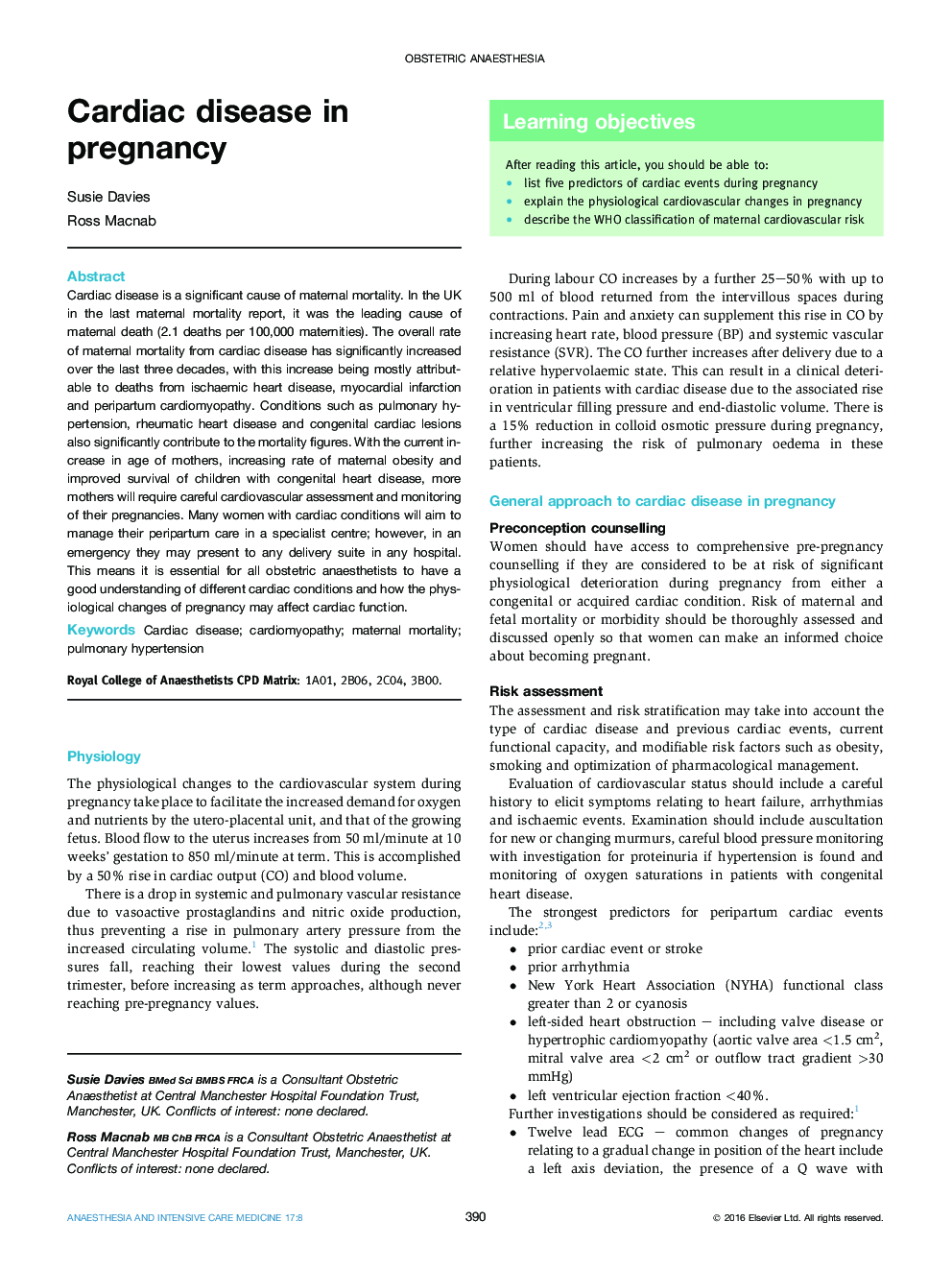 Cardiac disease in pregnancy