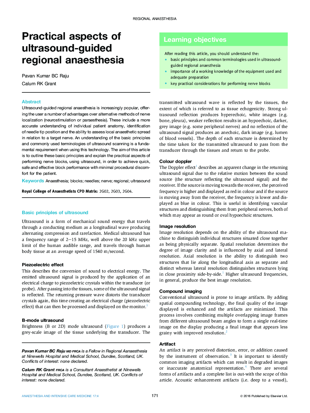 Practical aspects of ultrasound-guided regional anaesthesia