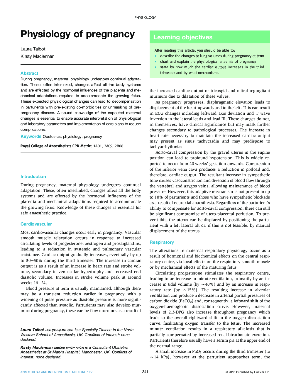 Physiology of pregnancy