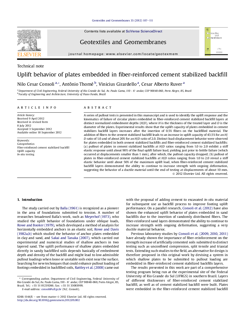 Uplift behavior of plates embedded in fiber-reinforced cement stabilized backfill