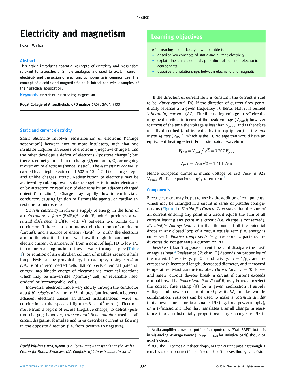 Electricity and magnetism