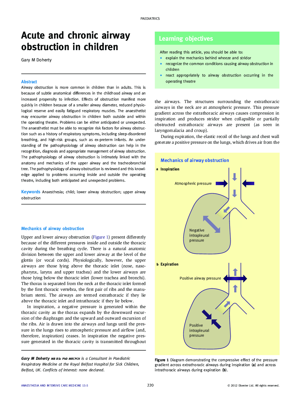 Acute and chronic airway obstruction in children