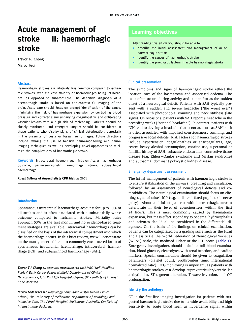 Acute management of stroke – II: haemorrhagic stroke