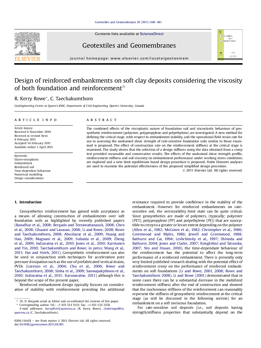 Design of reinforced embankments on soft clay deposits considering the viscosity of both foundation and reinforcement 