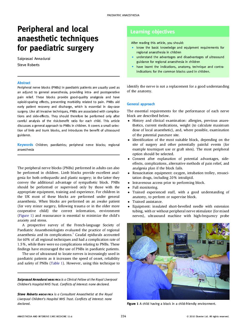 Peripheral and local anaesthetic techniques for paediatric surgery