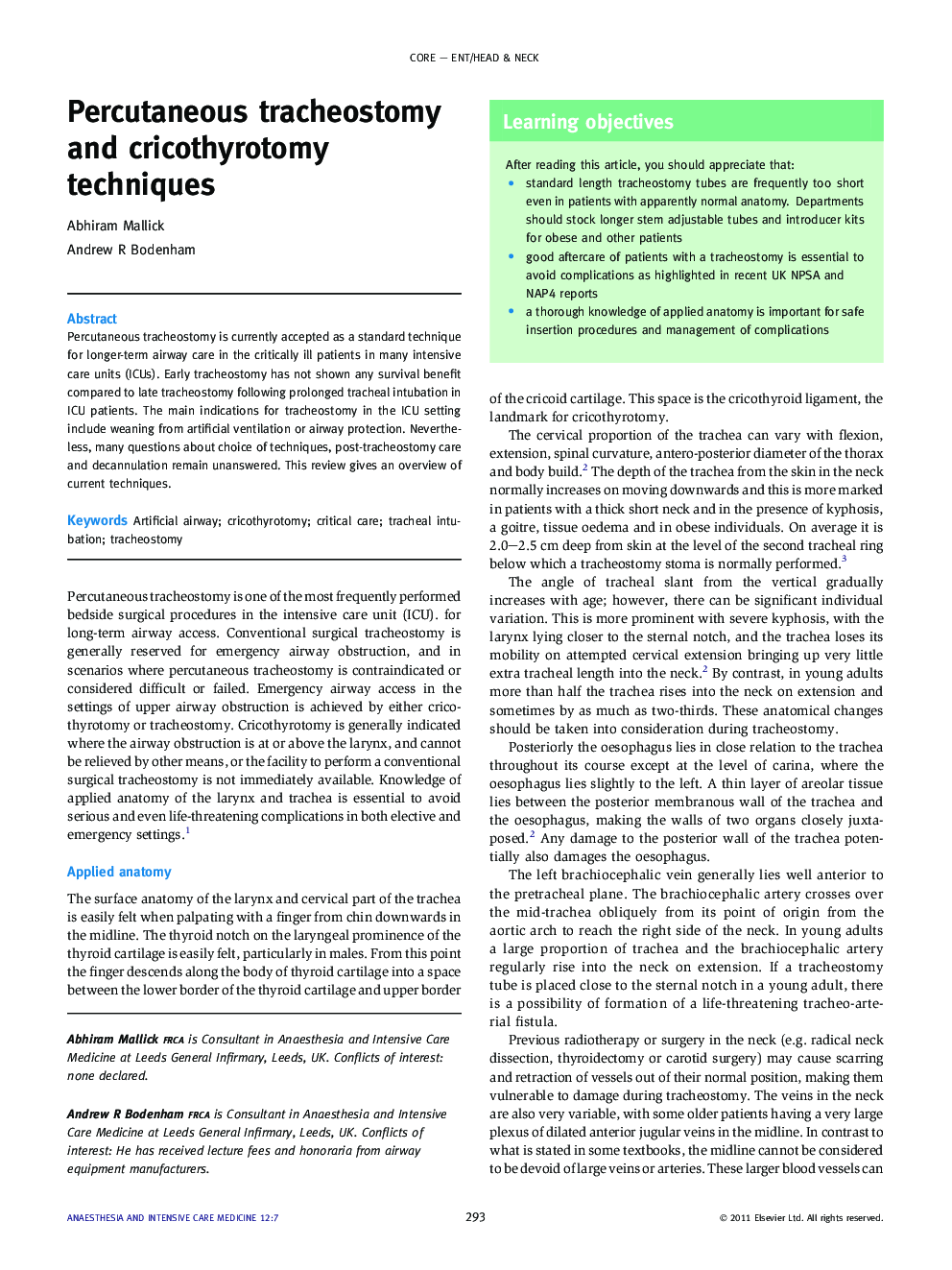 Percutaneous tracheostomy and cricothyrotomy techniques