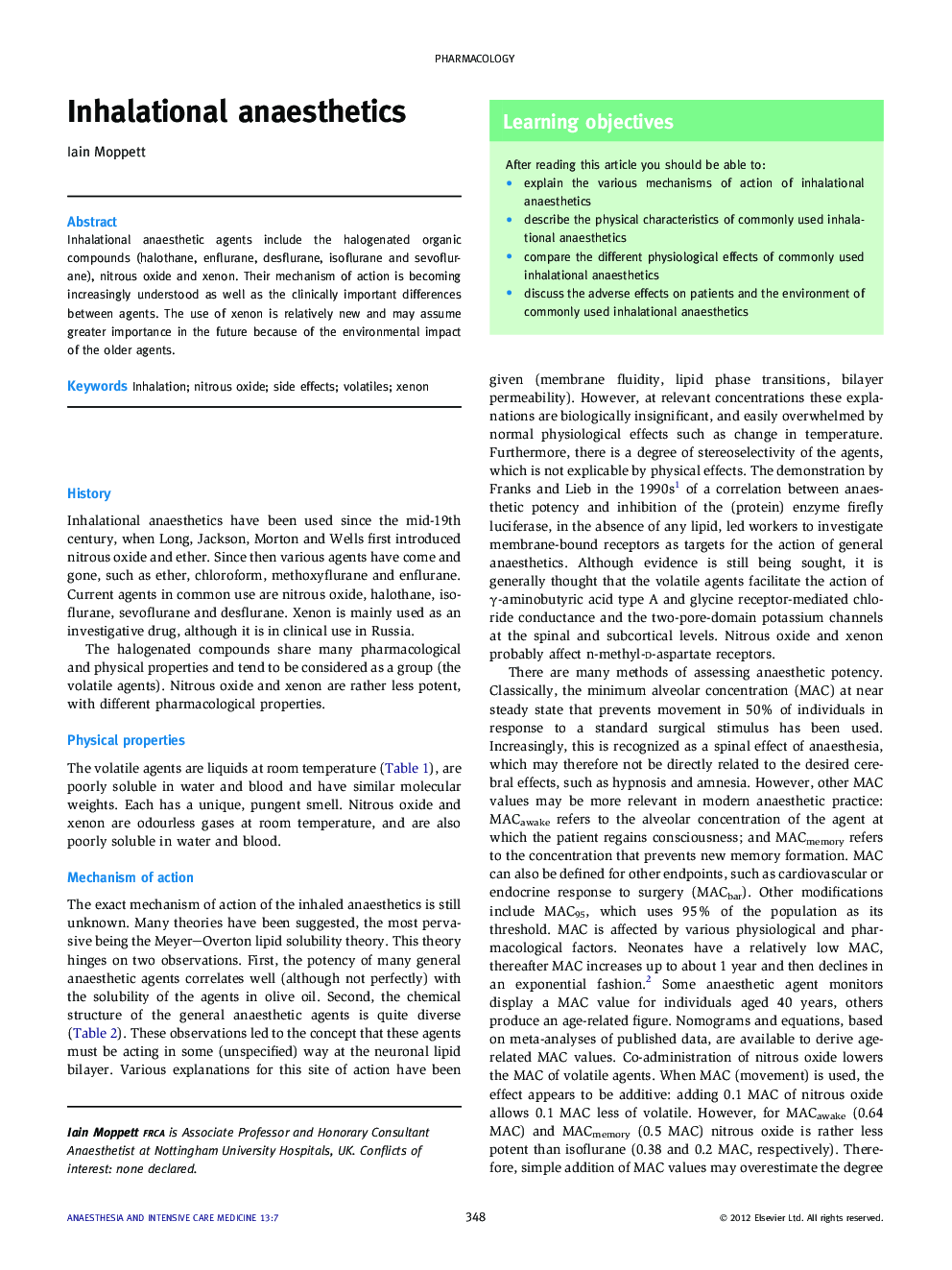 Inhalational anaesthetics