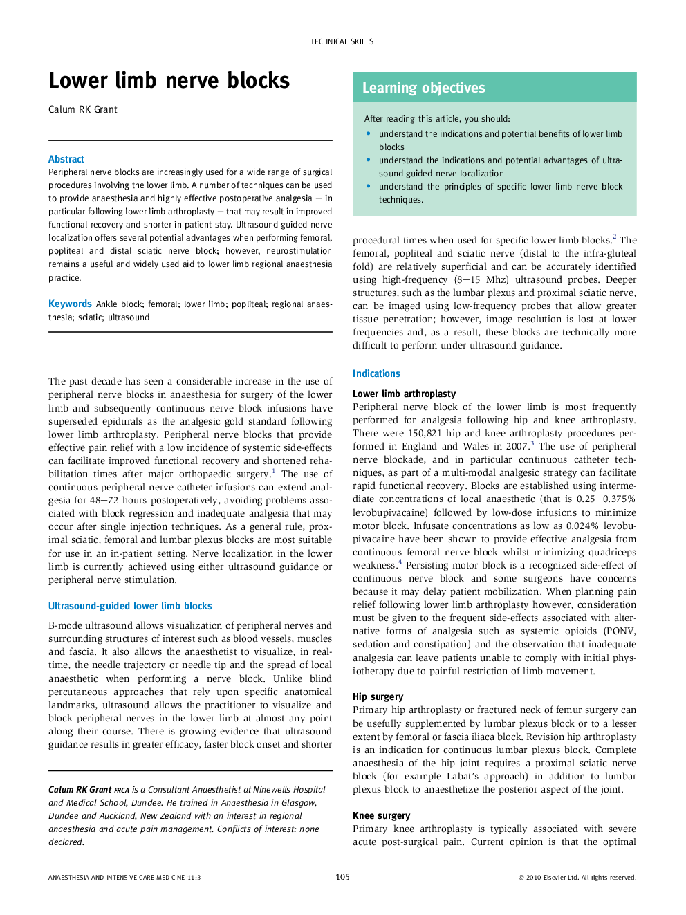 Lower limb nerve blocks