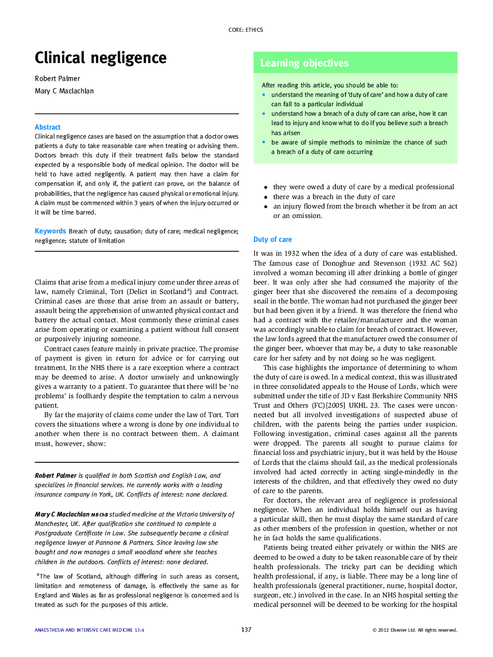 Clinical negligence