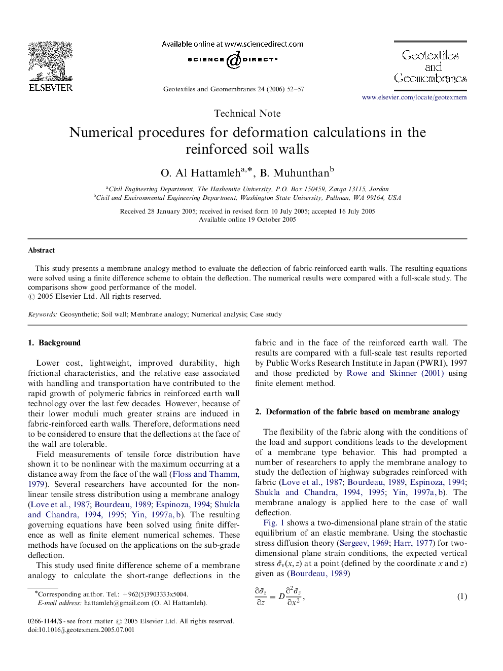 Numerical procedures for deformation calculations in the reinforced soil walls