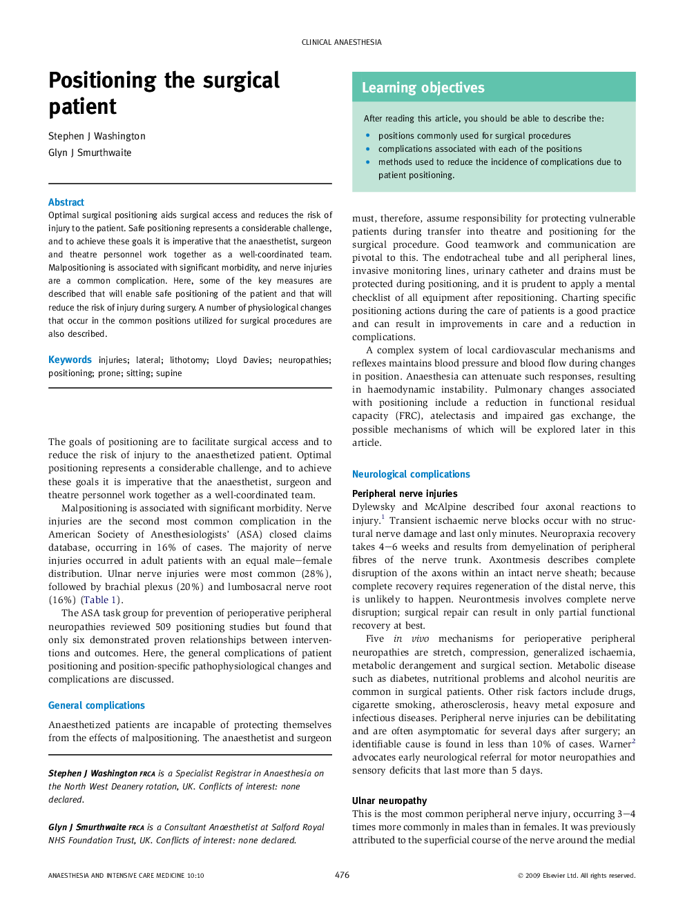 Positioning the surgical patient