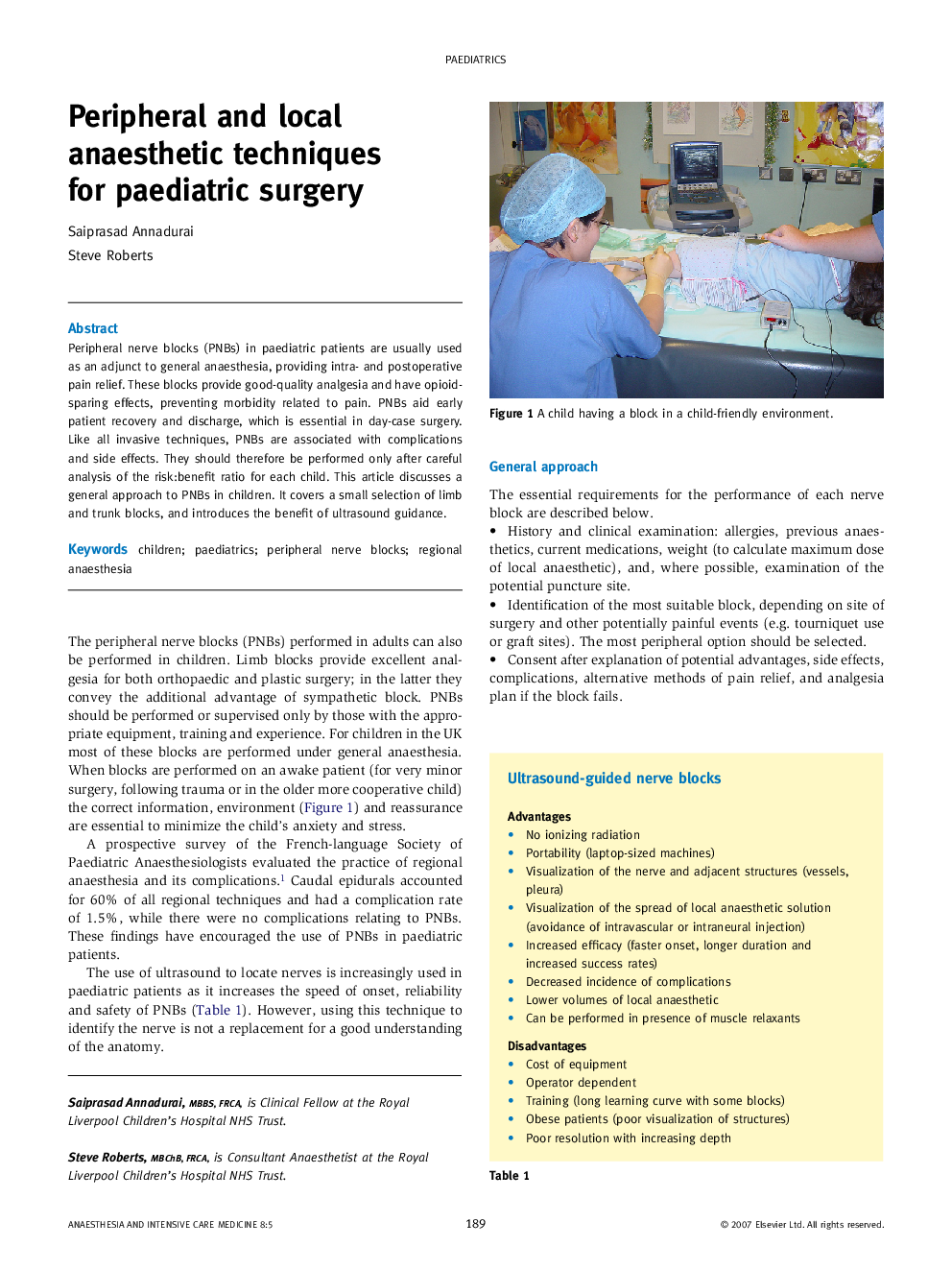 Peripheral and local anaesthetic techniques for paediatric surgery