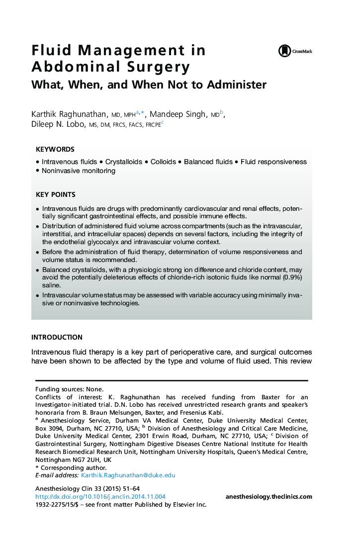 Fluid Management in Abdominal Surgery