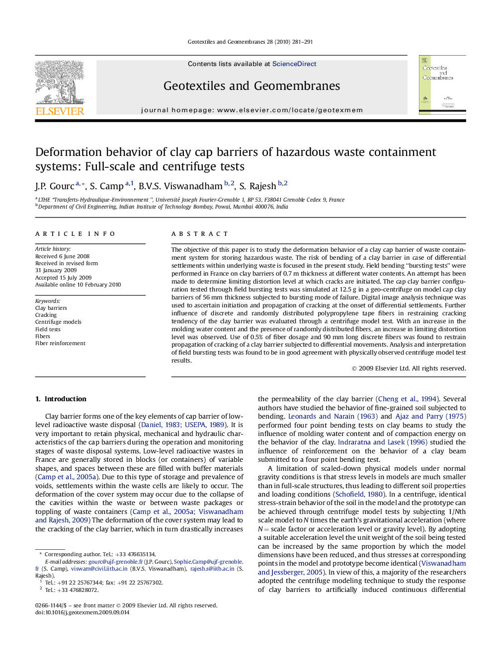 Deformation behavior of clay cap barriers of hazardous waste containment systems: Full-scale and centrifuge tests