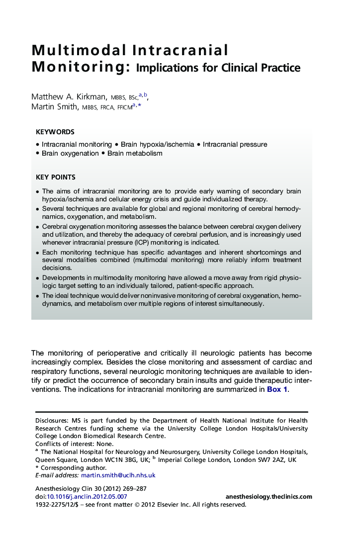 Multimodal Intracranial Monitoring