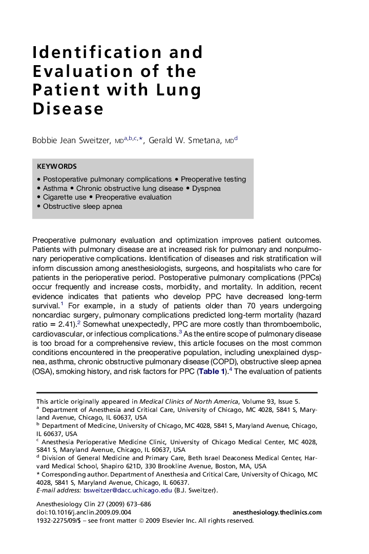 Identification and Evaluation of the Patient with Lung Disease