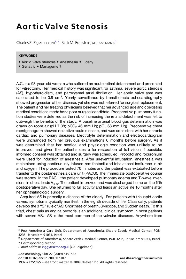 Aortic Valve Stenosis