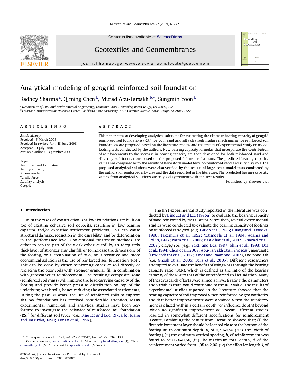 Analytical modeling of geogrid reinforced soil foundation