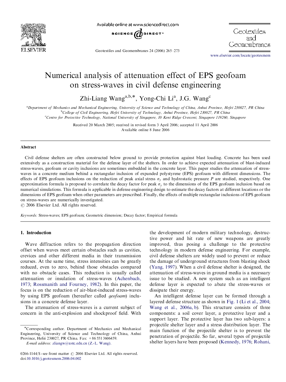 Numerical analysis of attenuation effect of EPS geofoam on stress-waves in civil defense engineering