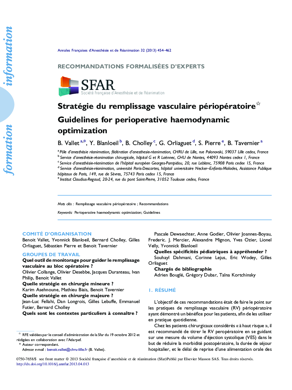 Stratégie du remplissage vasculaire périopératoire