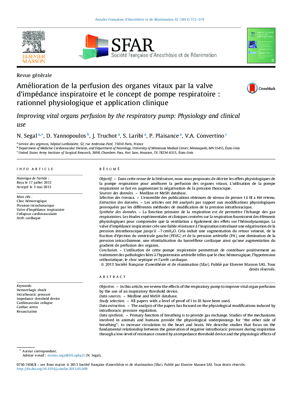 Amélioration de la perfusion des organes vitaux par la valve d'impédance inspiratoire et le concept de pompe respiratoireÂ : rationnel physiologique et application clinique