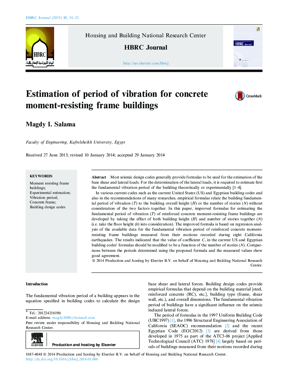 Estimation of period of vibration for concrete moment-resisting frame buildings 
