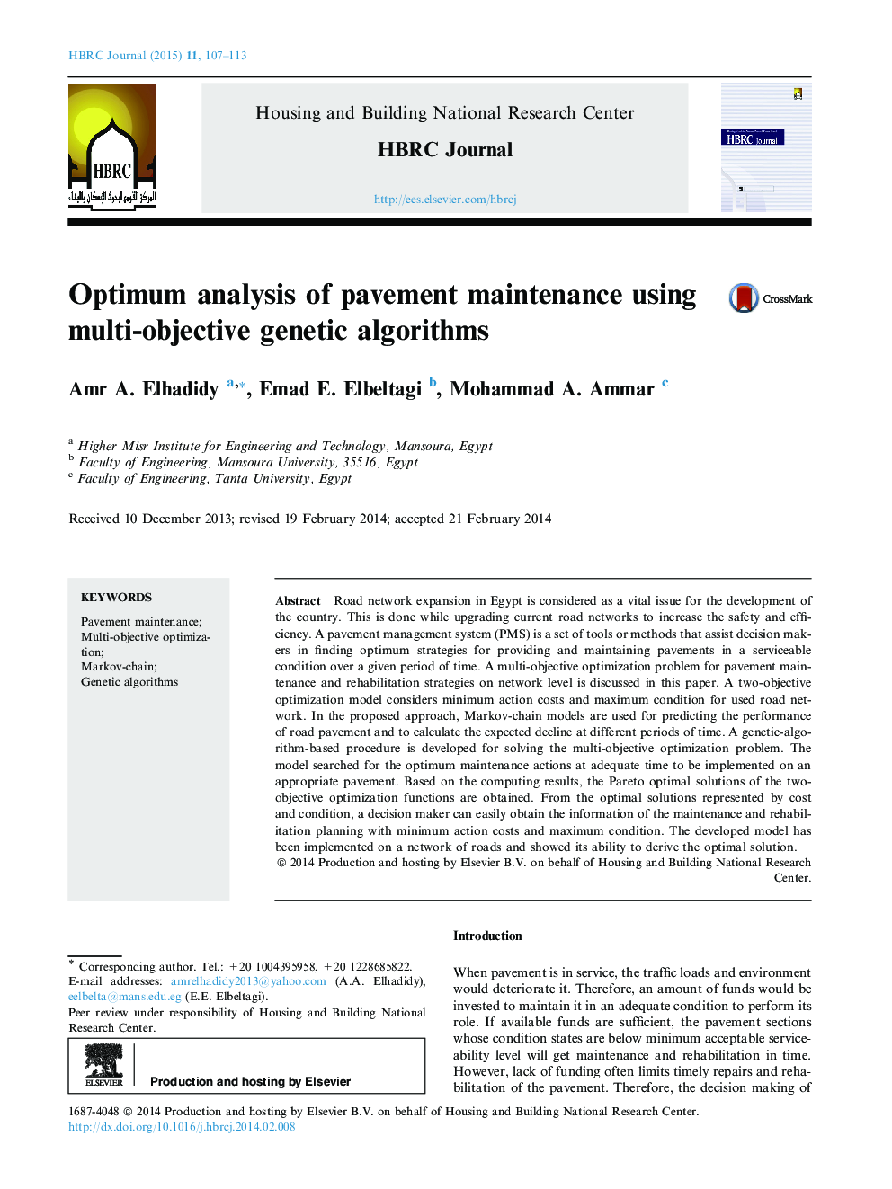 Optimum analysis of pavement maintenance using multi-objective genetic algorithms 