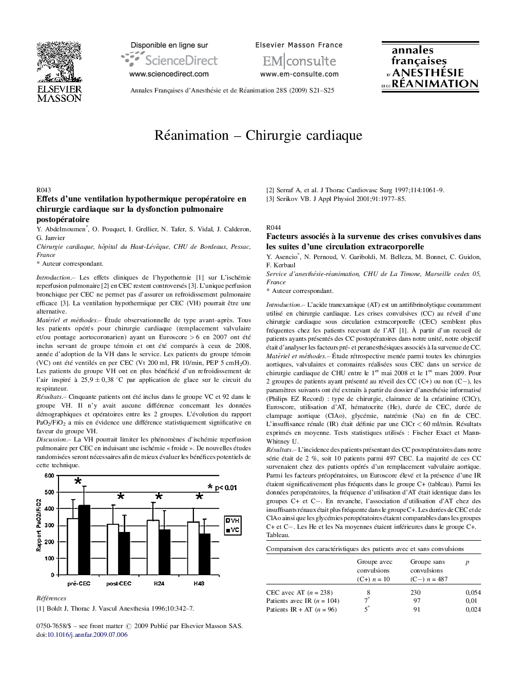Reanimation - Chirurgie cardiaque