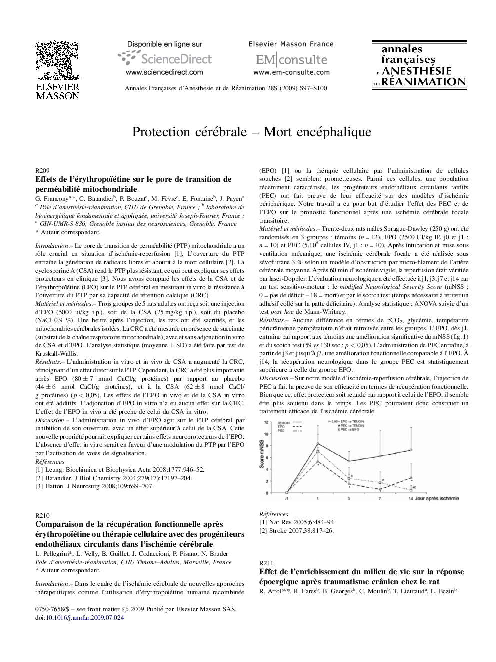 Protection cerebrale - Mort encephalique