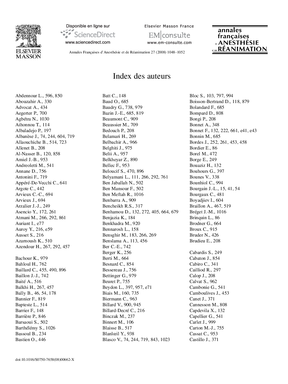 Index des auteurs
