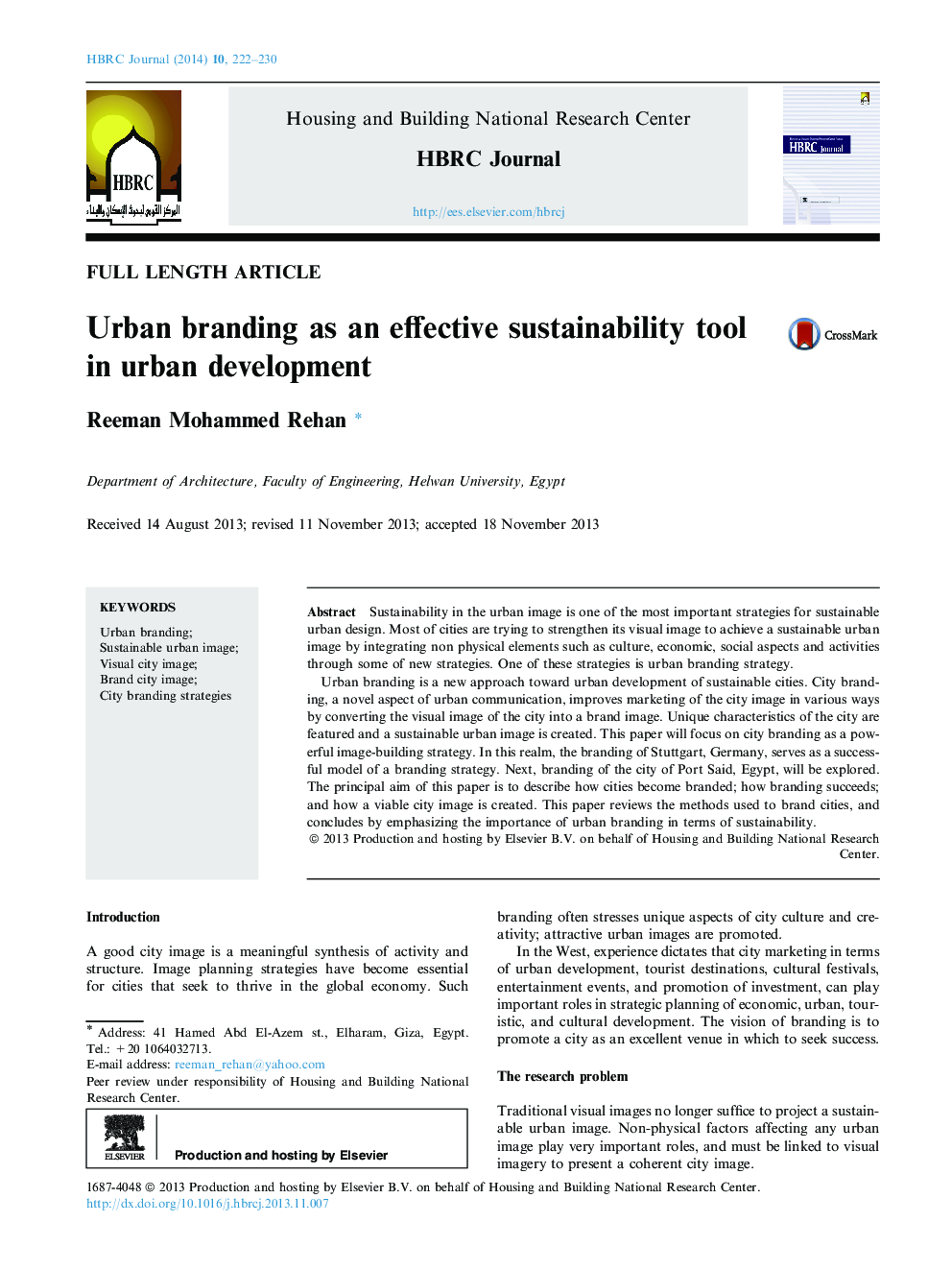 Urban branding as an effective sustainability tool in urban development 