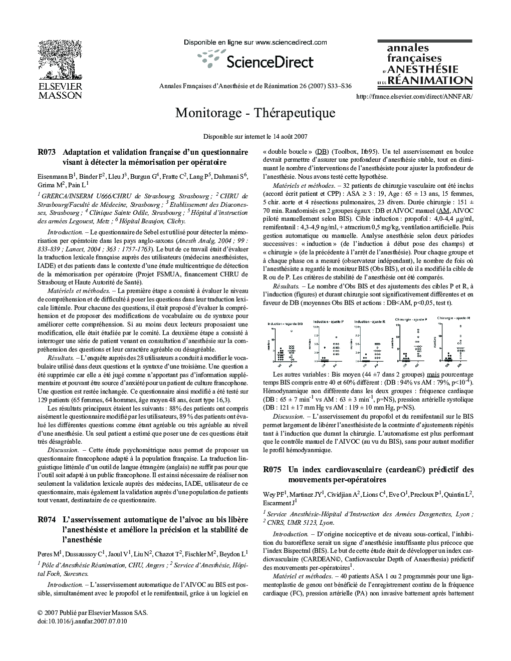 Monitorage - Thérapeutique