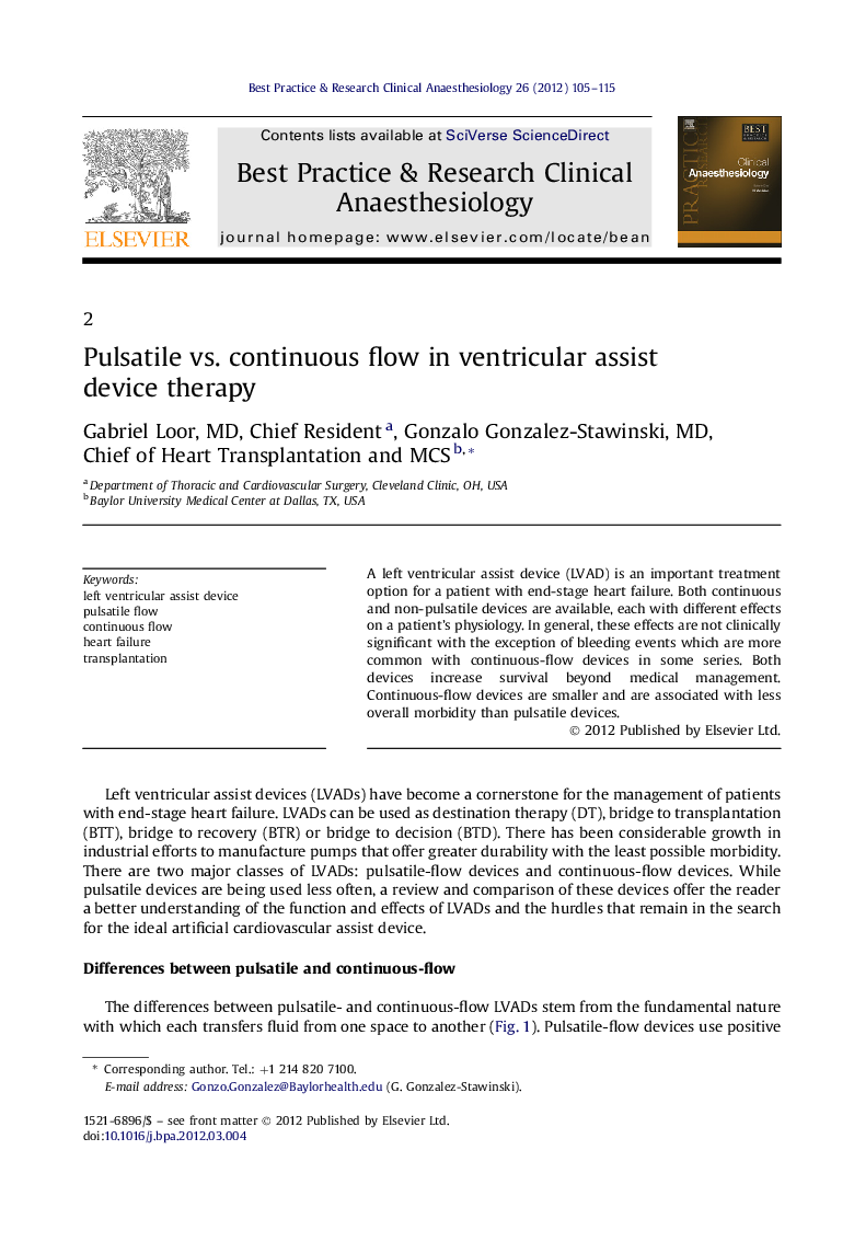 Pulsatile vs. continuous flow in ventricular assist device therapy