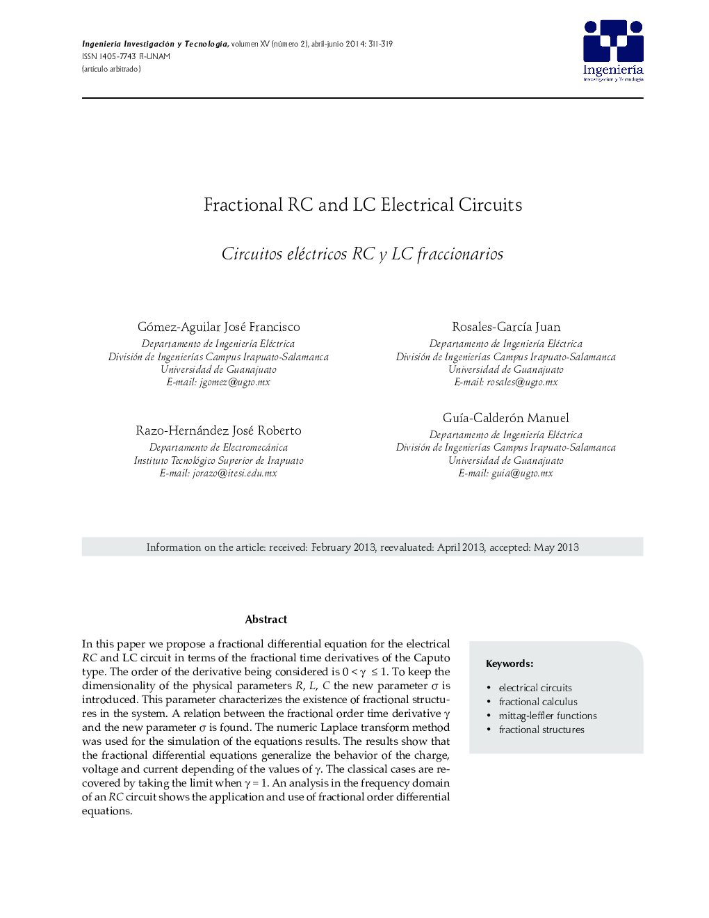 Fractional RC and LC Electrical Circuits *